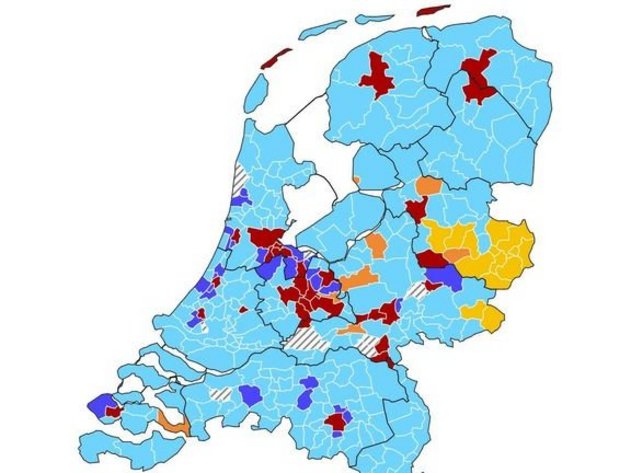 De uitslagenkaart per gemeente (NOS)